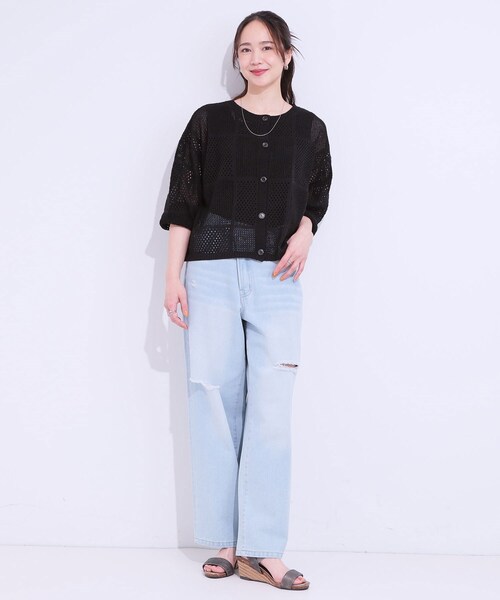 Cutie Blonde（キューティーブロンド）の「柄コード刺繍アソート メッシュ2WAYカーデ（カーディガン/ボレロ・レディース・ブルー系2/ブラック系1/ホワイト系1・04/03/02/01）」の15枚目の写真