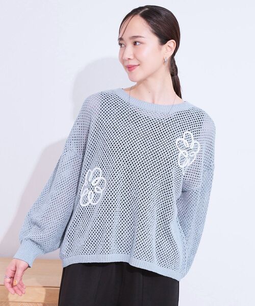 Cutie Blonde（キューティーブロンド）の「柄コード刺繍アソート メッシュ2WAYカーデ（カーディガン/ボレロ・レディース・ブルー系2/ブラック系1/ホワイト系1・04/03/02/01）」の19枚目の写真