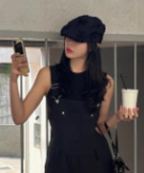 gossip!ロサンゼルス(ゴシップロサンゼルス)の「チュール立体フラワー付き ベレー帽 バスクバレー/ハンチング(ハンチング/ベレー帽・レディース・オフホワイト/ブラック・FREE)」の20枚目の写真