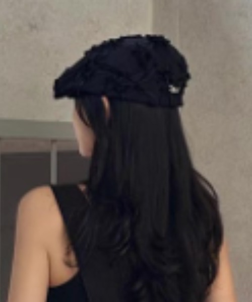 セール】チュール立体フラワー付き ベレー帽 バスクバレー/ハンチング セール】チュール立体フラワー付き ベレー帽 バスクバレー/ハンチング
