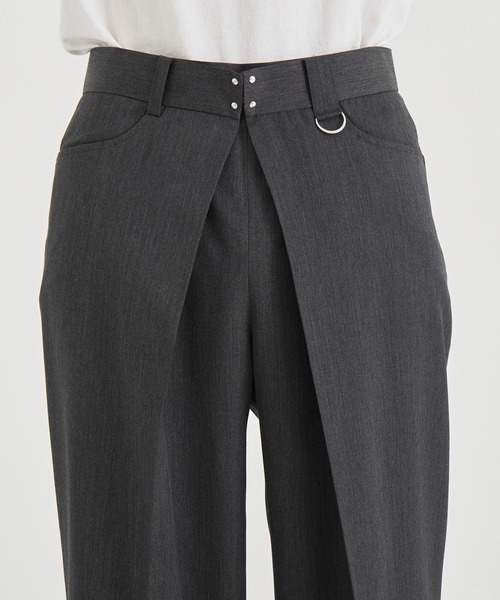 WOOL GABARDINE FOLDED WIDE TROUSERS（スラックス）｜JOHN
