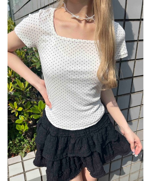 PHILLY(フィリー)の「ドットコンパクトT(Tシャツ/カットソー・レディース・ブラック/ホワイト・FREE)」の1枚目の写真