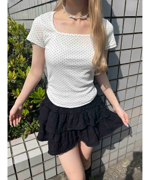 PHILLY(フィリー)の「ドットコンパクトT(Tシャツ/カットソー・レディース・ブラック/ホワイト・FREE)」の5枚目の写真