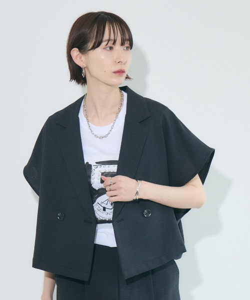 Paradise Picnic（パラダイスピクニック）の「cloche  コンパクトジャケット（テーラードジャケット・レディース・テラコッタ/ブラック/ベージュ・FREE）」の2枚目の写真