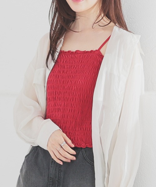 Honeys（ハニーズ）の「カップ付キャミソール（キャミソール・レディース・ブラック/ピンク/ホワイト/レッド・L/M/S）」の4枚目の写真