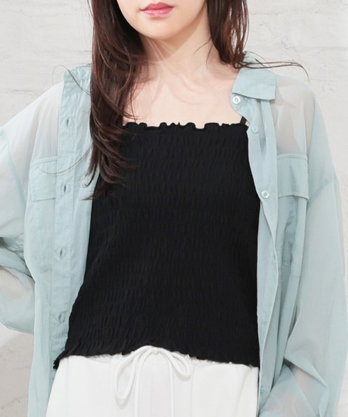 Honeys（ハニーズ）の「カップ付キャミソール（キャミソール・レディース・ブラック/ピンク/ホワイト/レッド・L/M/S）」の2枚目の写真