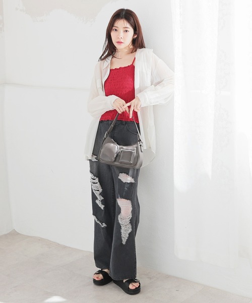 Honeys（ハニーズ）の「カップ付キャミソール（キャミソール・レディース・ブラック/ピンク/ホワイト/レッド・L/M/S）」の12枚目の写真