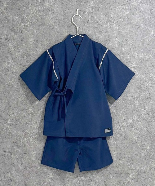 SHISKY(シスキー)の「SHISKY / シスキー 綿タッチ 接触冷感 甚平 半袖 キッズ(浴衣・キッズ・グリーン/パープル/ネイビー/チャコール/グレー/ブラック・110/120/130/140/150/160)」の5枚目の写真