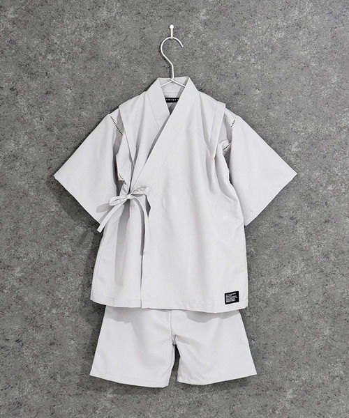 SHISKY(シスキー)の「SHISKY / シスキー 綿タッチ 接触冷感 甚平 半袖 キッズ(浴衣・キッズ・グリーン/パープル/ネイビー/チャコール/グレー/ブラック・110/120/130/140/150/160)」の2枚目の写真