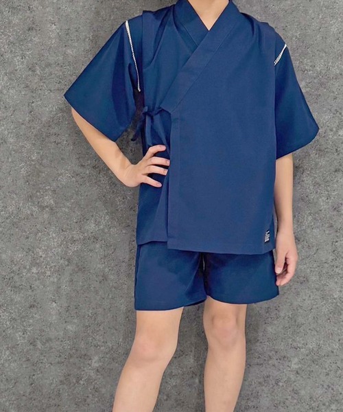 SHISKY(シスキー)の「SHISKY / シスキー 綿タッチ 接触冷感 甚平 半袖 キッズ(浴衣・キッズ・グリーン/パープル/ネイビー/チャコール/グレー/ブラック・110/120/130/140/150/160)」の13枚目の写真