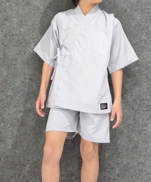 SHISKY(シスキー)の「SHISKY / シスキー 綿タッチ 接触冷感 甚平 半袖 キッズ(浴衣・キッズ・グリーン/パープル/ネイビー/チャコール/グレー/ブラック・110/120/130/140/150/160)」の9枚目の写真