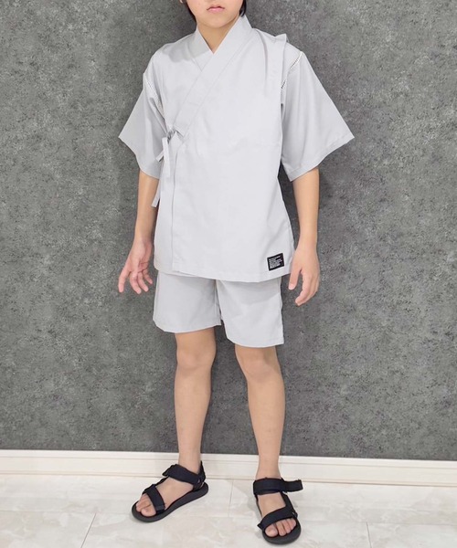 SHISKY(シスキー)の「SHISKY / シスキー 綿タッチ 接触冷感 甚平 半袖 キッズ(浴衣・キッズ・グリーン/パープル/ネイビー/チャコール/グレー/ブラック・110/120/130/140/150/160)」の10枚目の写真