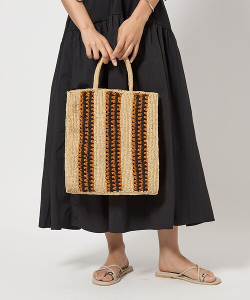 R. 　WOVEN ストライプ かごバッグ セール】 【Le Voyage en Panier】ストライプかごバッグ
