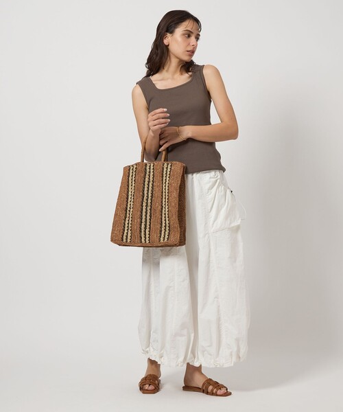 green label relaxing（グリーンレーベルリラクシング）の「＜CAMALYA＞ストライプ トートバッグ（かごバッグ・レディース・ベージュ/ナチュラル・FREE）」の4枚目の写真