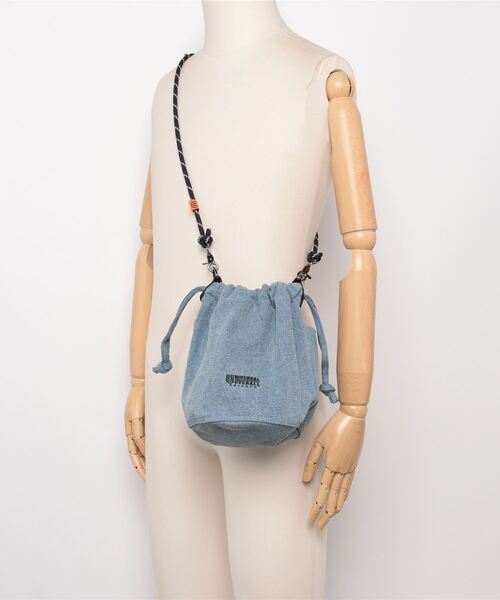 セール】【UNIVERSAL OVERALL】DENIM DRAW STRING PURSE / デニム