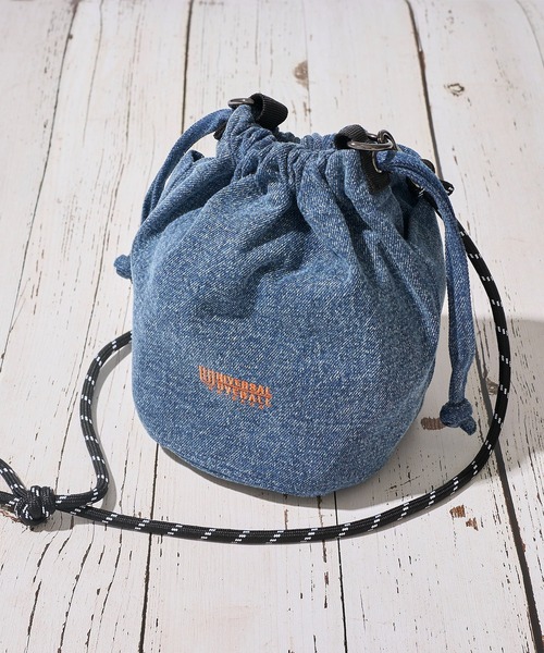 セール】【UNIVERSAL OVERALL】DENIM DRAW STRING PURSE / デニム