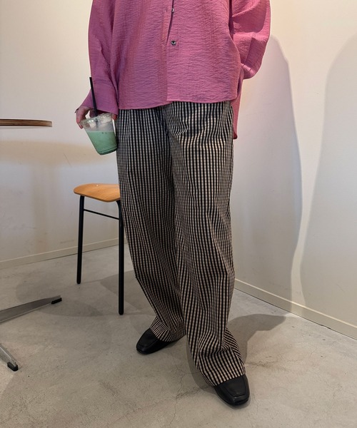 CITEN（シテン）の「＜CITEN＞ギンガムイージーパンツ（その他パンツ・レディース・ベージュ/その他1/ライトブルー・M/S）」の3枚目の写真