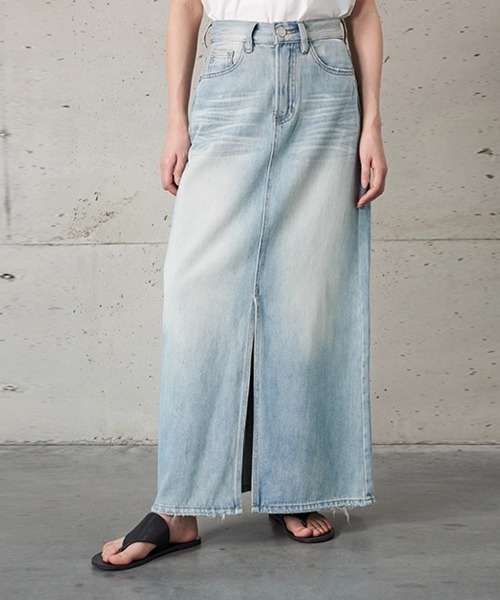 Beststore(ベストストア)の「スリットロングデニムスカート(デニムスカート・レディース・サックスブルー・S/M/L/XL)」の2枚目の写真