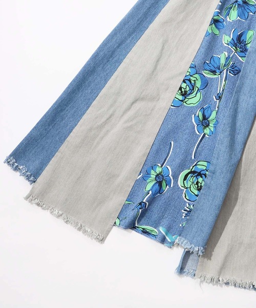 scolar スカラー　152645：花柄切替デニムスカート 152645：花柄切替デニムスカートの通販-ScoLar