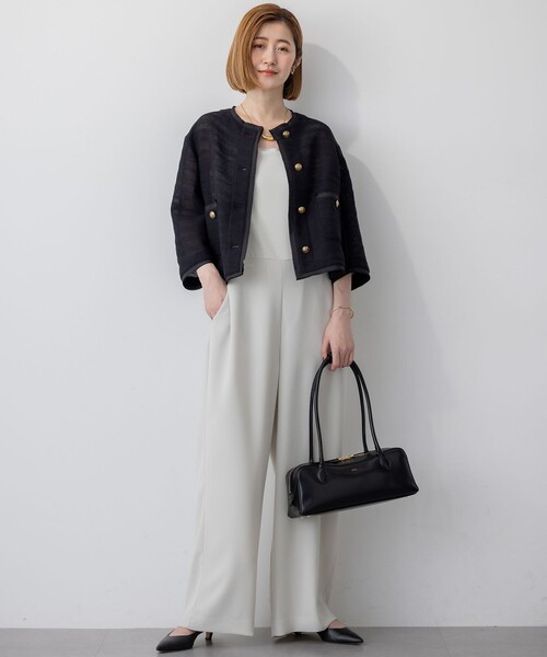 23区(ニジュウサンク)の「サマーツイード 7分袖 ジャケット(ノーカラージャケット・レディース・ダークブラウン系3/ベージュ系3/ブラック系・38/40)」の10枚目の写真