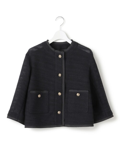 23区(ニジュウサンク)の「サマーツイード 7分袖 ジャケット(ノーカラージャケット・レディース・ダークブラウン系3/ベージュ系3/ブラック系・38/40)」の15枚目の写真