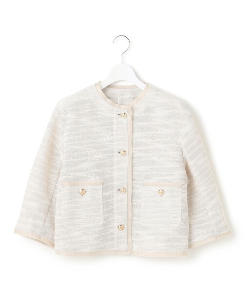 23区(ニジュウサンク)の「サマーツイード 7分袖 ジャケット(ノーカラージャケット・レディース・ダークブラウン系3/ベージュ系3/ブラック系・38/40)」の16枚目の写真