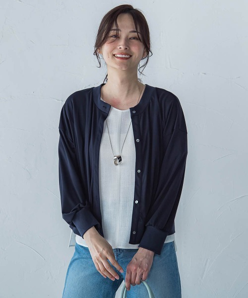 LAUTREAMONT（ロートレアモン）の「【WEB限定】ひやさらシワレスライトカーディガン≪洗濯機で洗える≫（カーディガン/ボレロ・レディース・ブラック/ブルー/ネイビー/ベージュ・9号）」の4枚目の写真