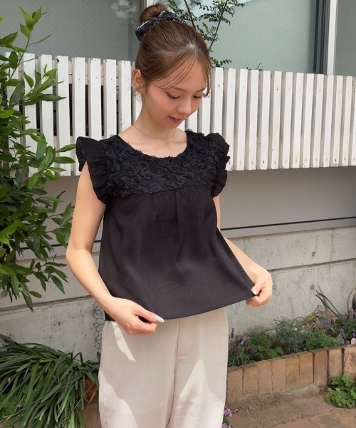 ブラウス シャツ レーシーブロッサムトップ レディース flower（ファッション） ブラウス シャツ レーシーブロッサム