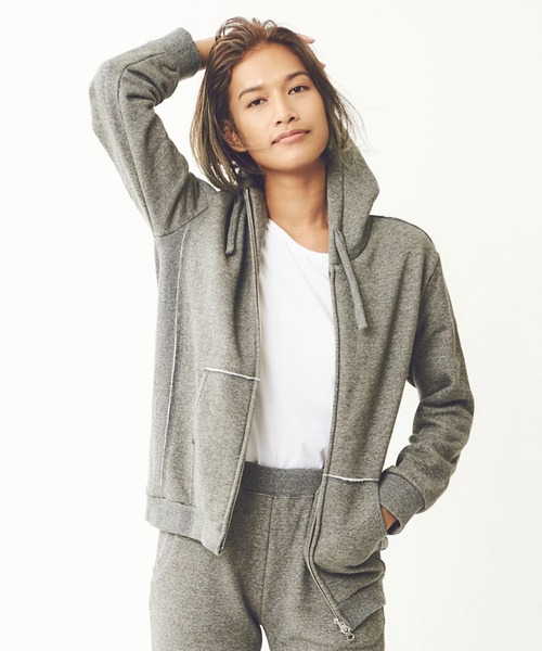 mikomori(ミコモリ)の「FRONT ZIP PARKA(パーカー・レディース・ネイビー/グレー・FREE)」の1枚目の写真