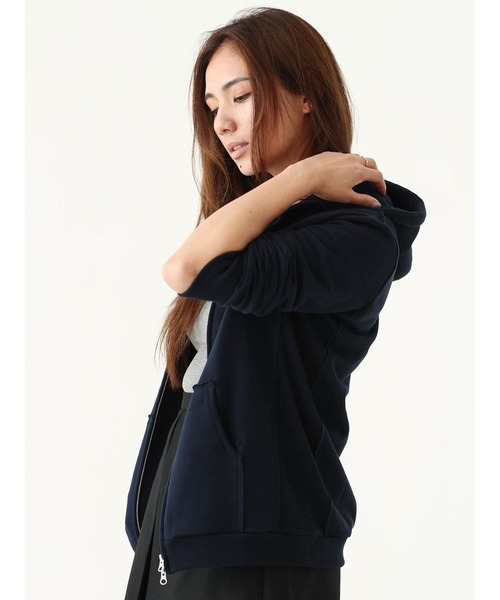 mikomori(ミコモリ)の「FRONT ZIP PARKA(パーカー・レディース・ネイビー/グレー・FREE)」の5枚目の写真