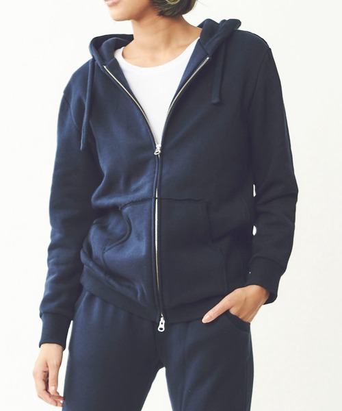 mikomori(ミコモリ)の「FRONT ZIP PARKA(パーカー・レディース・ネイビー/グレー・FREE)」の4枚目の写真
