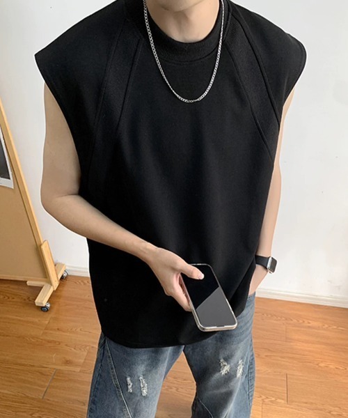 CREARE -LINO-(クレアーレリノ)の「ノースリーブスウェットトップス(Tシャツ/カットソー・メンズ・グレー/ブラック/オフホワイト・MEDIUM/LARGE)」の1枚目の写真