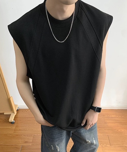 CREARE -LINO-(クレアーレリノ)の「ノースリーブスウェットトップス(Tシャツ/カットソー・メンズ・グレー/ブラック/オフホワイト・MEDIUM/LARGE)」の6枚目の写真