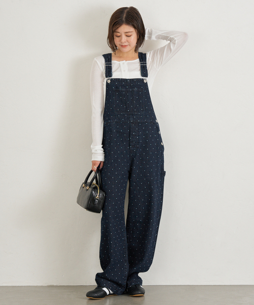 spick&span オーバーオール ドットデニムオーバーオール（サロペット/オーバーオール）｜U