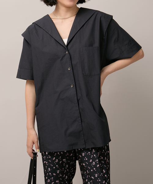 Bonum(ボナム)の「タイプライター セーラーカラーシャツ(シャツ/ブラウス・レディース・ネイビー・FREE)」の9枚目の写真