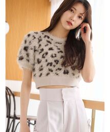 MERCURYDUO | ファーライクシャギークロップドパフニット(ニット/セーター)