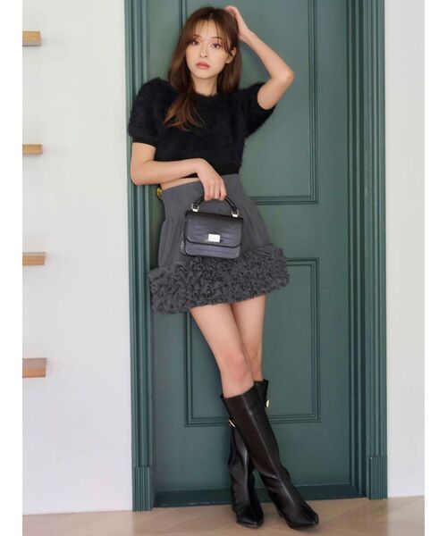 MERCURYDUO(マーキュリーデュオ)の「ファーライクシャギークロップドパフニット(ニット/セーター・レディース・その他1/アイボリー/ブラック・FREE)」の16枚目の写真