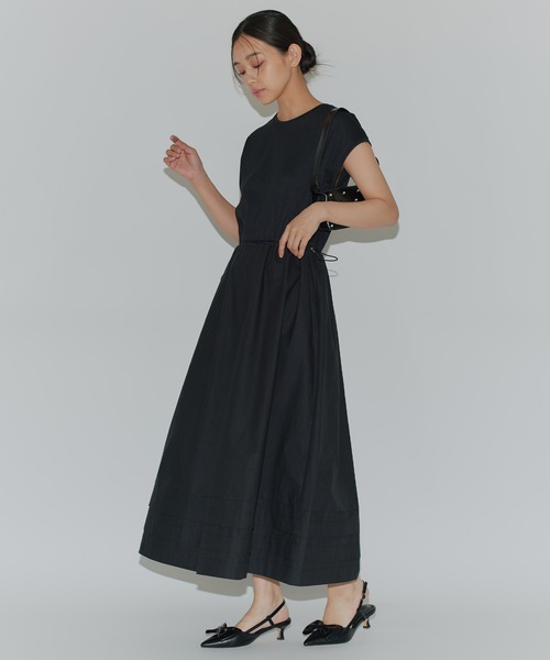 Narcissus(ナルシス)の「【SINN】切り替えワンピース ドローコード 異素材(ワンピース・レディース・ブラック/ホワイト・FREE)」の17枚目の写真
