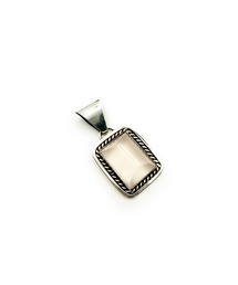 Indian Jewelry | THEATER シアター ビッグスクエアシェイプネイティブデザインローズクオーツペンダントトップ Made in USA(チャーム)