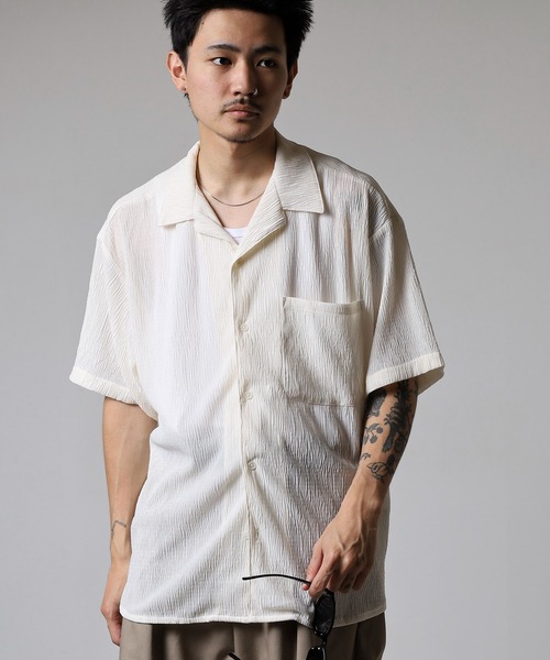many men many mind(メニーメンメニーマインド)の「MANYMENMANYMINDS 楊柳開襟シャツ(シャツ/ブラウス・メンズ・グリーン/ブラウン/ブラック/アイボリー・L/XL/M)」の22枚目の写真