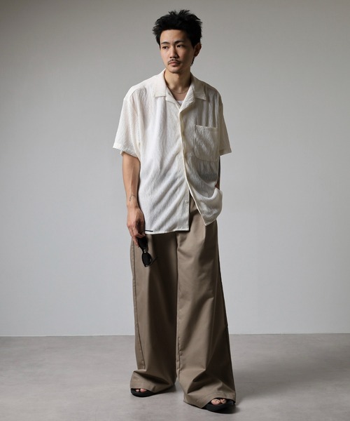 many men many mind(メニーメンメニーマインド)の「MANYMENMANYMINDS 楊柳開襟シャツ(シャツ/ブラウス・メンズ・グリーン/ブラウン/ブラック/アイボリー・L/XL/M)」の6枚目の写真