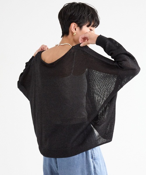 BARNYARDSTORM（バンヤードストーム）の「BARNYARDSTORM / ライトワイドペーパーニット / ハンドウォッシャブル（ニット/セーター・レディース・イエロー/ホワイト/ブラック・FREE）」の6枚目の写真