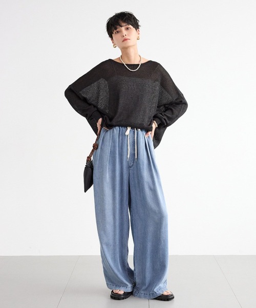 BARNYARDSTORM（バンヤードストーム）の「BARNYARDSTORM / ライトワイドペーパーニット / ハンドウォッシャブル（ニット/セーター・レディース・イエロー/ホワイト/ブラック・FREE）」の13枚目の写真