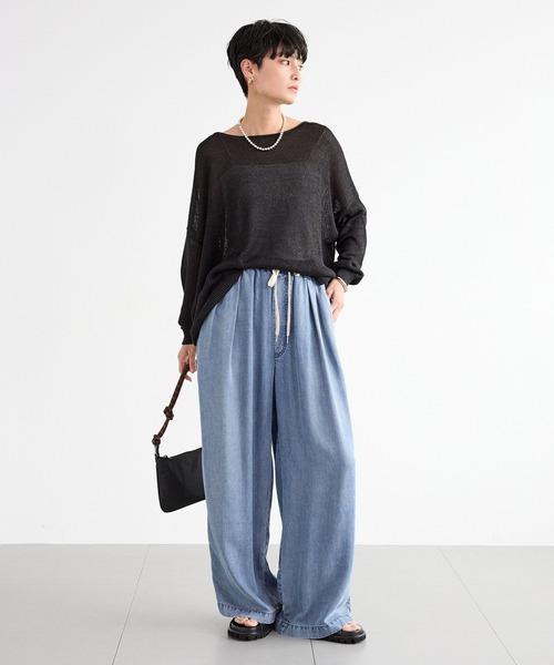 BARNYARDSTORM（バンヤードストーム）の「BARNYARDSTORM / ライトワイドペーパーニット / ハンドウォッシャブル（ニット/セーター・レディース・イエロー/ホワイト/ブラック・FREE）」の14枚目の写真