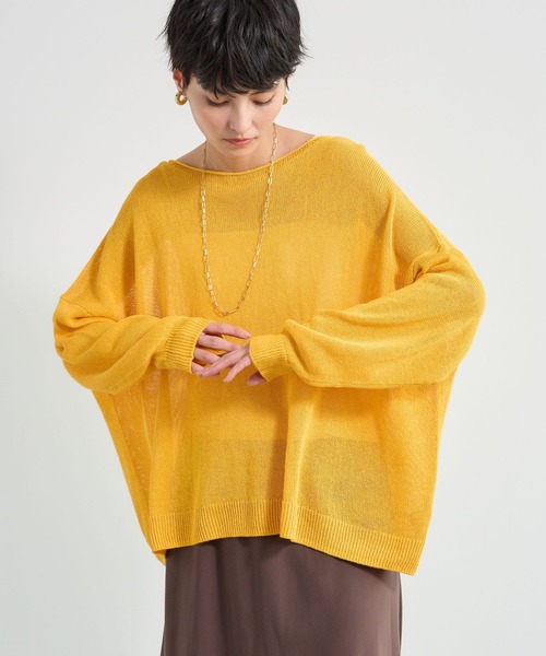 BARNYARDSTORM（バンヤードストーム）の「BARNYARDSTORM / ライトワイドペーパーニット / ハンドウォッシャブル（ニット/セーター・レディース・イエロー/ホワイト/ブラック・FREE）」の8枚目の写真