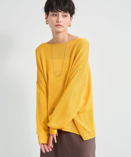 BARNYARDSTORM（バンヤードストーム）の「BARNYARDSTORM / ライトワイドペーパーニット / ハンドウォッシャブル（ニット/セーター・レディース・イエロー/ホワイト/ブラック・FREE）」の9枚目の写真