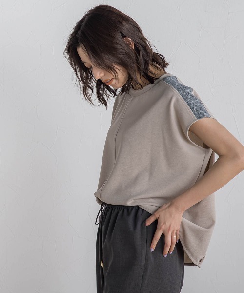 Droite lautreamont(ドロワットロートレアモン)の「【WEB限定】カットジョーゼット肩ラメプルオーバー≪手洗い可能≫(Tシャツ/カットソー・レディース・オフホワイト/ブラック/ベージュ/ブルー・M)」の3枚目の写真