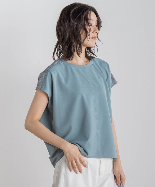 Droite lautreamont(ドロワットロートレアモン)の「【WEB限定】カットジョーゼット肩ラメプルオーバー≪手洗い可能≫(Tシャツ/カットソー・レディース・オフホワイト/ブラック/ベージュ/ブルー・M)」の4枚目の写真