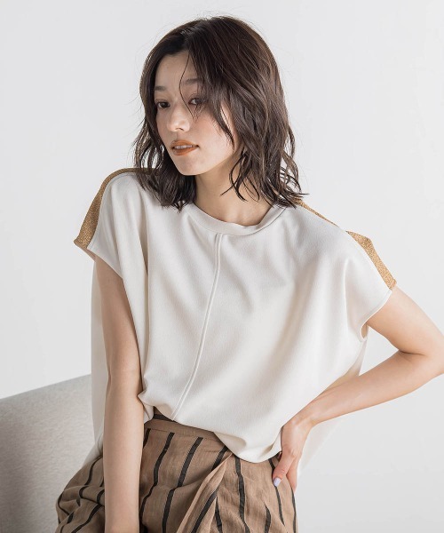 Droite lautreamont(ドロワットロートレアモン)の「【WEB限定】カットジョーゼット肩ラメプルオーバー≪手洗い可能≫(Tシャツ/カットソー・レディース・オフホワイト/ブラック/ベージュ/ブルー・M)」の11枚目の写真