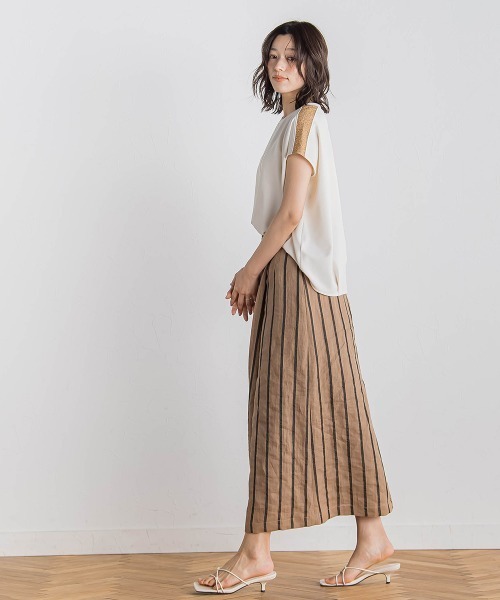 Droite lautreamont(ドロワットロートレアモン)の「【WEB限定】カットジョーゼット肩ラメプルオーバー≪手洗い可能≫(Tシャツ/カットソー・レディース・オフホワイト/ブラック/ベージュ/ブルー・M)」の12枚目の写真